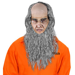 Sada pleš stařec s vousy a brýlemi